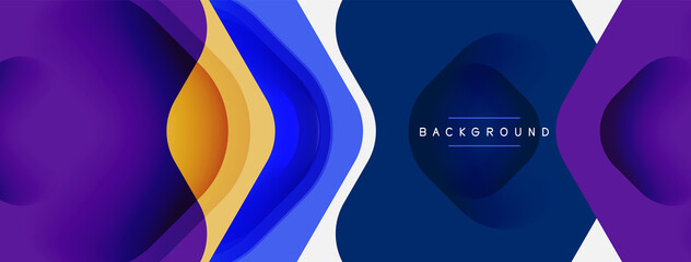 Color arrow shapes on white backdrop. Minimal geometric abstract background. Vector illustration for wallpaper banner background or landing page