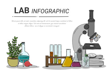 Laboratory research with science glass est tube vector illustration concept.