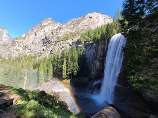 Vernal Falls and it's rainbow, Yosemite National Park, California - obrazy, fototapety, plakaty