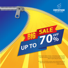 Big sale zipper banner in flat design, background Vector illustration © SS30