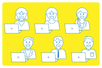 PCを操作するいろいろな人2　男性　女性