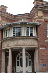Outside the Children's Court in Albion Street, Surry Hills, Sydney, New South Wales, Australia. Heritage-listed, federation building re-opened as a children's court in 2015.
