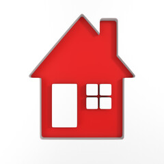 red house on white background. Isolated 3d illustration