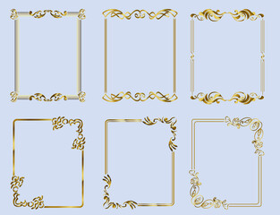 6 bundles vintage gold frames border templates