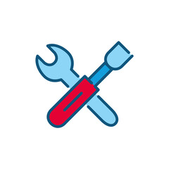 Settings, configuration, service and construction tools color icon. Pixel perfect, editable stroke
