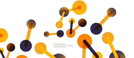 Abstract background. Round dots connected by lines. Trendy techno business template for wallpaper, banner, background or landing