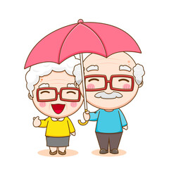 Cute couple grandpa and grandma cartoon character