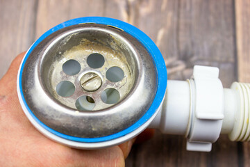 Sink siphon.Plumbing plastic tube. Plumbing drain.