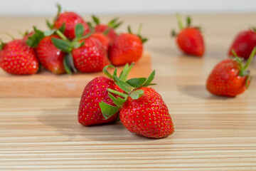 Strawberries on a Wooden Table
