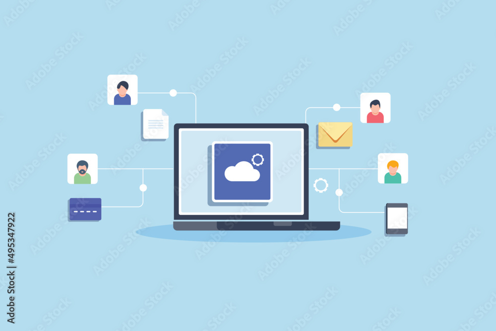 Poster cloud computing, connecting with people internet communication technology, social media, email netwo
