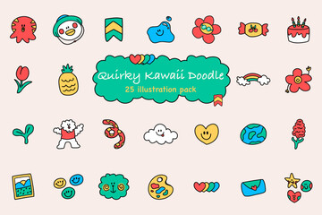Quirky Kawaii Doodle Illustration Pack
