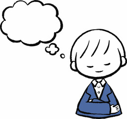 目を瞑って何かを想像するスーツ姿の男性のイラスト
