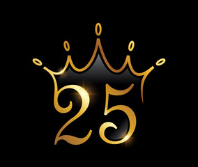 Golden Luxury Crown Monogram Number 25