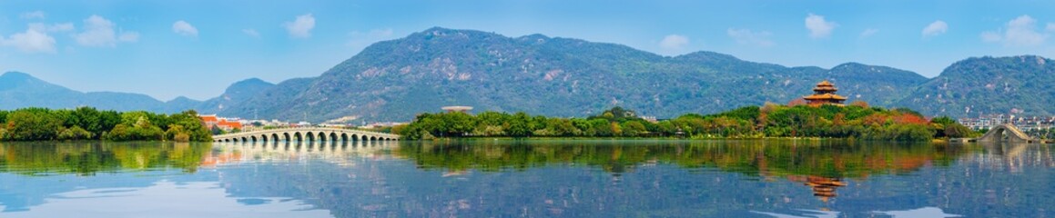 Panoramic picture of urban buildings.