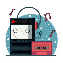 Retro tape recorder vector illustration
