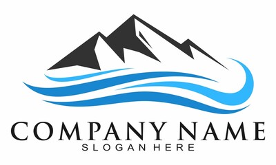 Mountain and wave vector logo