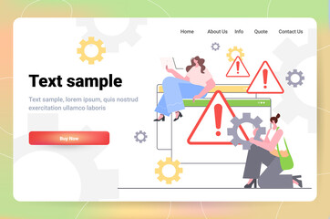 businesspeople repairing site with problem not working error lost not found concept