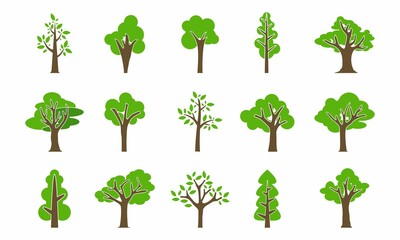 Tree set illustration vector design