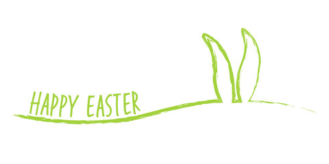 Happy easter banner greetings with rabbit ears © picoStudio