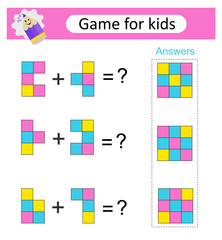 Attention tasks for children. IQ training test. Printable worksheet. Flat style desing