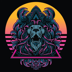 Vintage lion head vector illustration