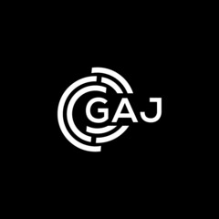 GAJ letter logo design on black background. GAJ  creative initials letter logo concept. GAJ letter design. - obrazy, fototapety, plakaty