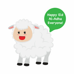 Islamic design illustration concept for Happy eid al adha or sacrifice celebration event with people character for banner