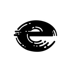 Letter E. Dry brush grunge lettering imitation. Vector design template.
