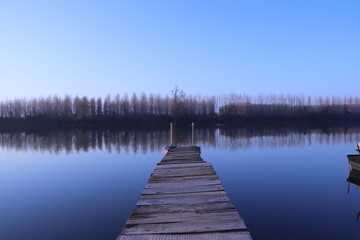 Wooden ski jump on the river