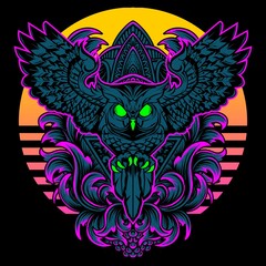 Flying owl symbol vector illustration