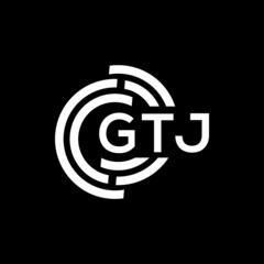 Obraz premium GTJ letter logo design on black background. GTJ creative initials letter logo concept. GTJ letter design. 