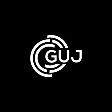 GUJ letter logo design on black background. GUJ creative initials letter logo concept. GUJ letter design. 