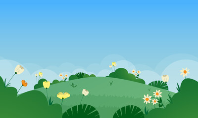 Flat Nature Spring Landscape Illustration