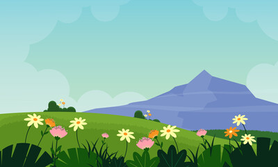 Fototapeta na wymiar Beautiful Nature Spring Landscape with Blooming Flowers