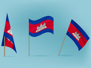 National flag of Cambodia vector.Waving flag of Cambodia from different angle