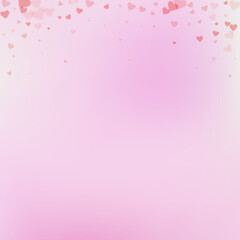 Red heart love confettis. Valentine's day gradient