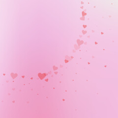 Red heart love confettis. Valentine's day corner c