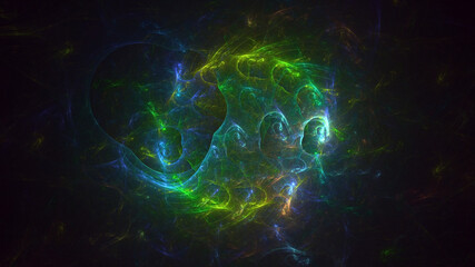 3D rendering abstract multicolor technology fractal light background