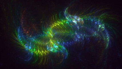 3D rendering abstract multicolor technology fractal light background