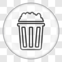 Popcorn simple icon vector. Flat desing. Glass button on transparent grid.ai