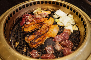 Japanese Beef Barbecue on Fire charcoal grill