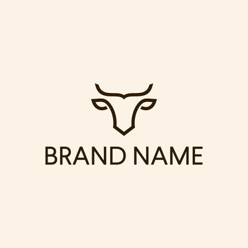 Abstract luxury bull logo design template