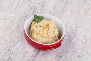 Traditional Jewish Hummus with olive oil