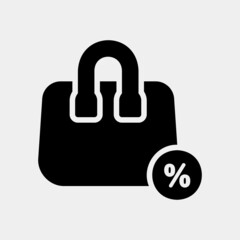 Handbag icon in solid style about black friday, use for website mobile app presentation