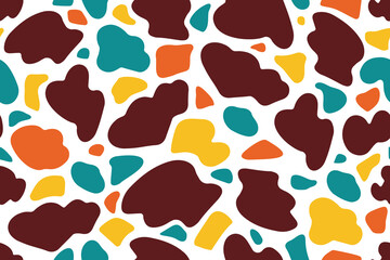 Abstract random shapes seamless pattern. Cow skin zebra giraffe. Rock camouflage. Stained glass. Vector