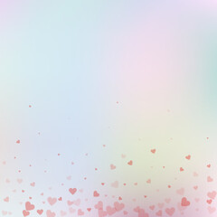 Red heart love confettis. Valentine's day gradient