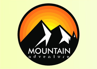 Fototapeta na wymiar Mountain Logo Vector Graphic Design illustration Retro Vintage Circle Badge Emblem Symbol and Icon. illustration of mountain adventure logo company