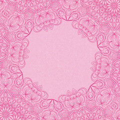 Pink background with subtle border. Flower and leaves motif. Best for invitation or wedding design. 