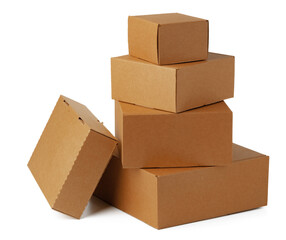 Craft cardboard boxes isolated on white background