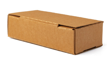 Brown cardboard box isolated on white background